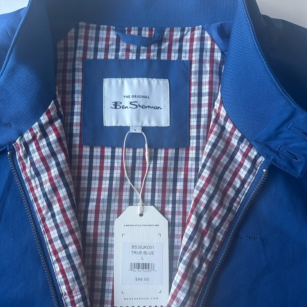 NWT Ben Sherman ,100%Cotton,True Blue Jacket with Plaid Lining - Picture 3 of 15